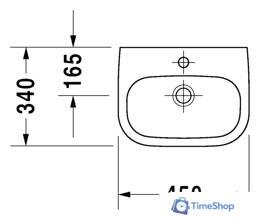 Умывальник Duravit D-Code 45x34 (07054500002) - Изображение №2 — Интернет-магазин Time-Shop