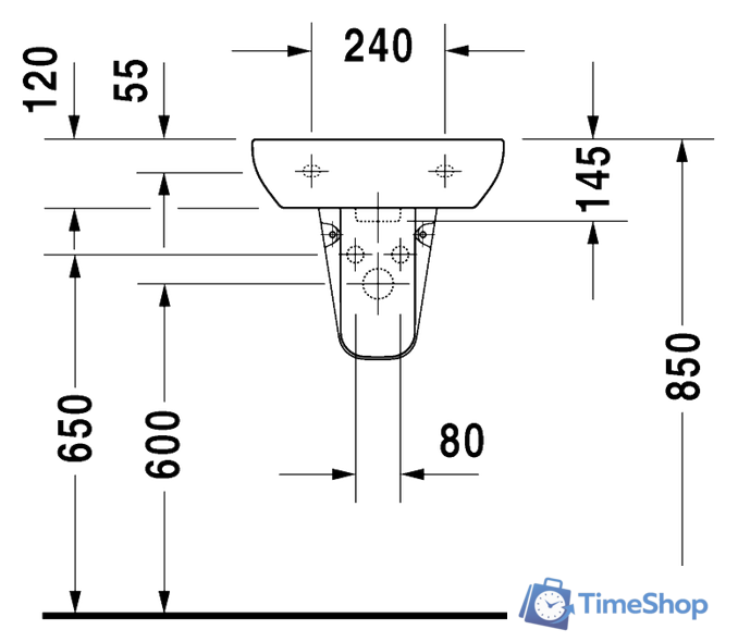 Умывальник Duravit D-Code 45x34 (07054500002) - Изображение №3 — Интернет-магазин Time-Shop