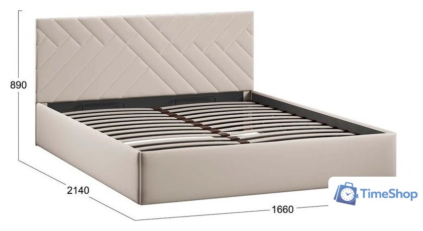 Кровать Трия Кевия Тип 1 с подъемным механизмом 160x200 (велюр Confetti Cream) - Изображение №4 — Интернет-магазин Time-Shop