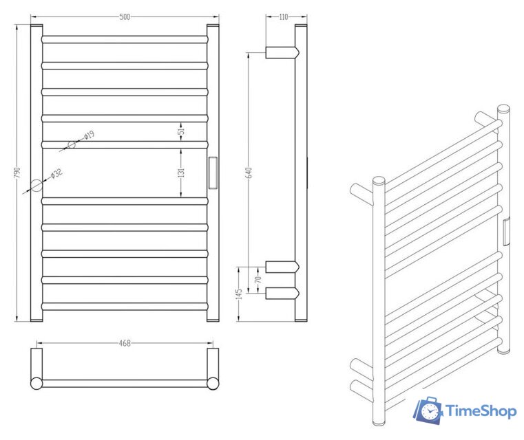 Полотенцесушитель Roxen Caspia 11070-5079B - Изображение №10 — Интернет-магазин Time-Shop