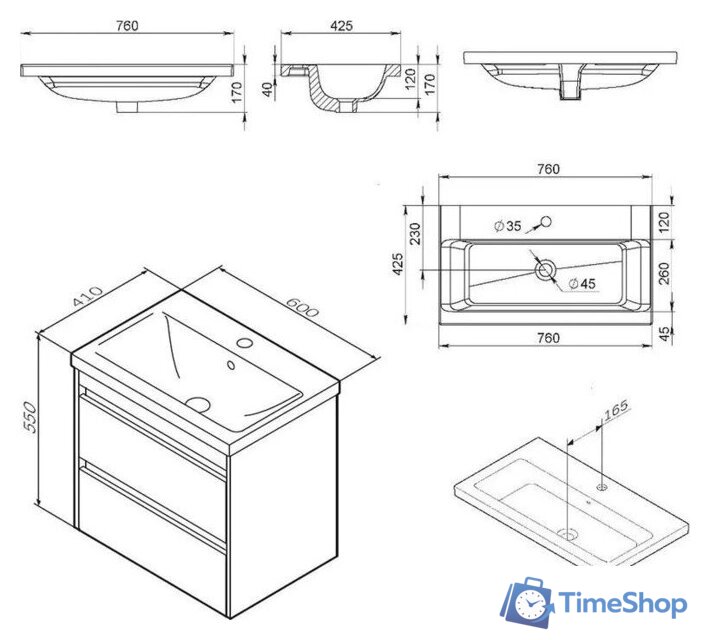  AM.PM Тумба с умывальником Pulse M91-FHX0602OF-WCC0602WG - Изображение №8 — Интернет-магазин Time-Shop