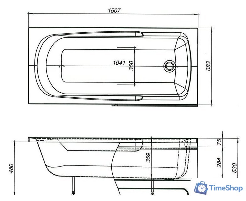 Ванна Aquanet Extra 150x70 (с каркасом) - Изображение №5 — Интернет-магазин Time-Shop