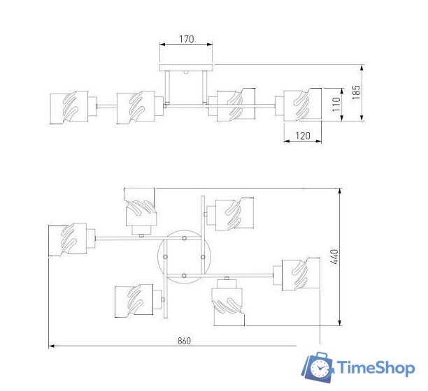 Припотолочная люстра Евросвет Hilari 30165/6 (Черный жемчуг) - Изображение №7 — Интернет-магазин Time-Shop