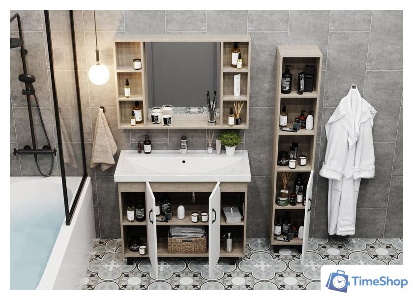  Onika Тумба под умывальник Тимбер 100.10 110011 (белый матовый/дуб сонома) - Изображение №3 — Интернет-магазин Time-Shop