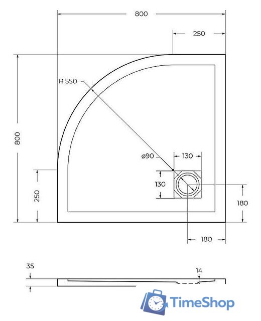 Душевой поддон BelBagno TRAY-MR-UNO-R-80-550-35-W-CR 80x80 - Изображение №6 — Интернет-магазин Time-Shop