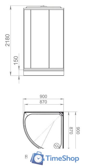 Душевая кабина Domani-Spa Simple 100x100 DS01Sm110LGrCl00.Gt-V1.2-Black - Изображение №2 — Интернет-магазин Time-Shop