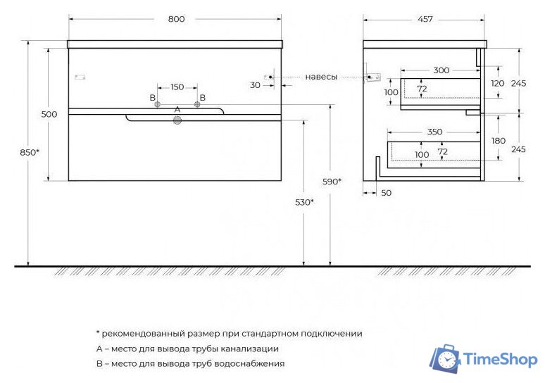  Cezares Тумба под умывальник DUET-N-800-2C-SO-FBS-P - Изображение №2 — Интернет-магазин Time-Shop