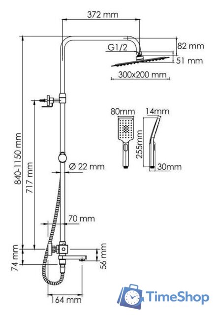 Душевая система  Wasserkraft A199.069.126.010.CH Thermo - Изображение №3 — Интернет-магазин Time-Shop