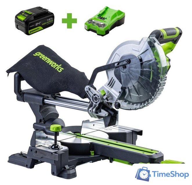 Торцовочная пила Greenworks GD24MS216K4 1501707UB (с 1-им АКБ) - Изображение №1 — Интернет-магазин Time-Shop