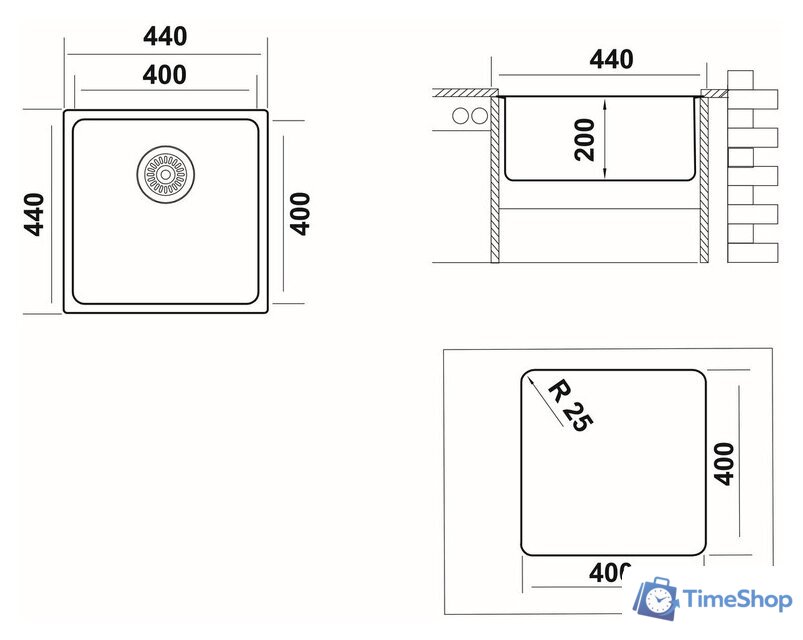 Кухонная мойка Ukinox Лофт LOB400.400-GT10P - Изображение №4 — Интернет-магазин Time-Shop