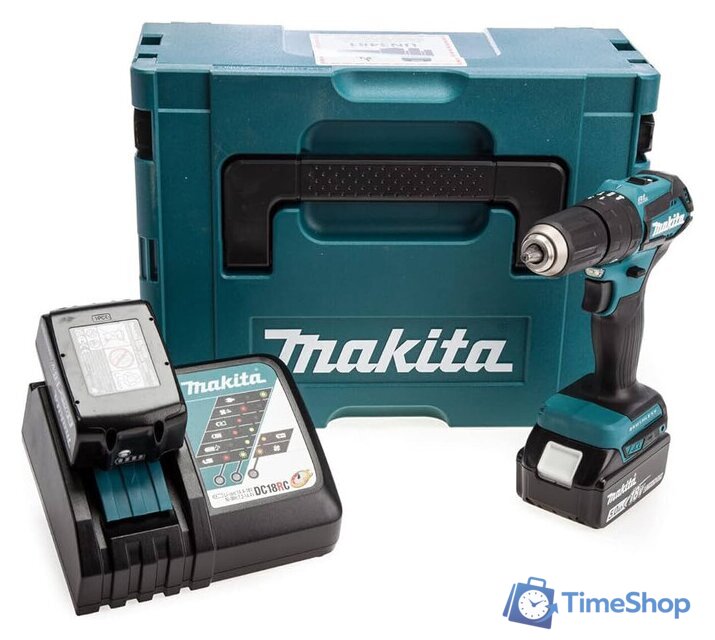 Ударная дрель-шуруповерт Makita DHP483RTJ (с 2-мя АКБ, кейс) - Изображение №1 — Интернет-магазин Time-Shop