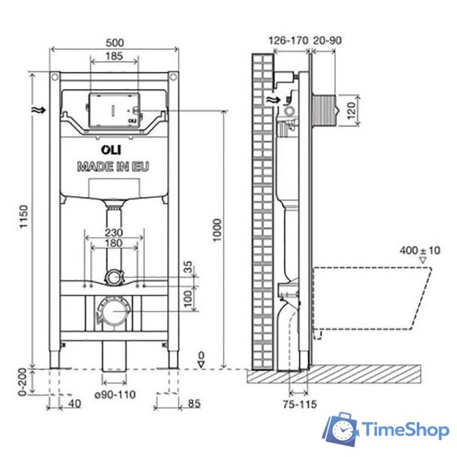 Инсталляция для унитаза OLI 885055+887610 - Изображение №2 — Интернет-магазин Time-Shop
