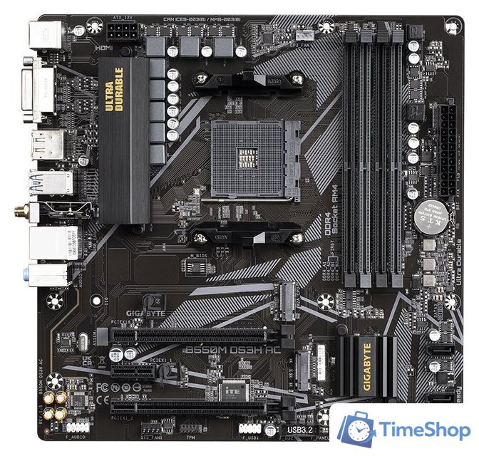 Материнская плата Gigabyte B550M DS3H AC (rev. 1.5/1.6) - Изображение №1 — Интернет-магазин Time-Shop