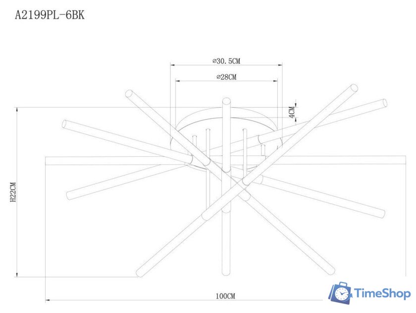 Люстра средней высоты Arte Lamp Fernando A2199PL-6BK - Изображение №5 — Интернет-магазин Time-Shop