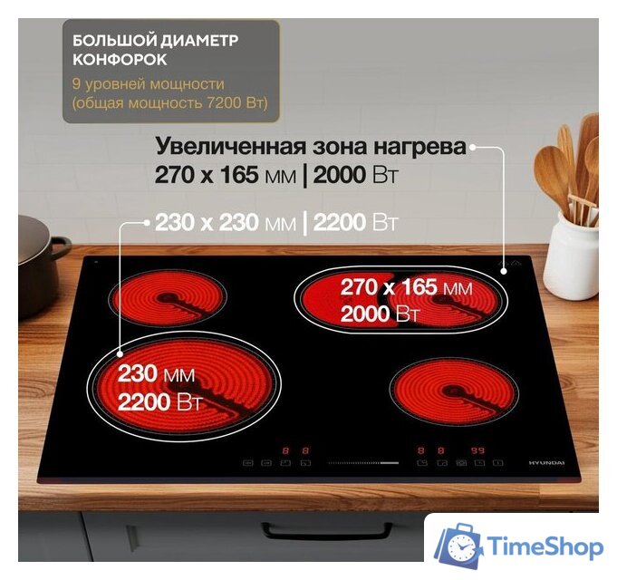 Варочная панель Hyundai HHE 6673 BG - Изображение №3 — Интернет-магазин Time-Shop