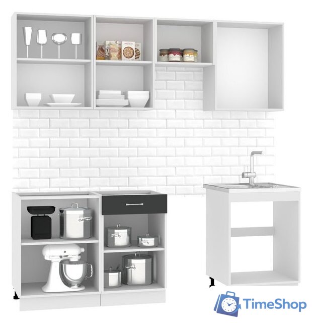 Готовая кухня Mio Tesoro Экстра-лайт 2.2 без столешницы (антрацит) - Изображение №2 — Интернет-магазин Time-Shop