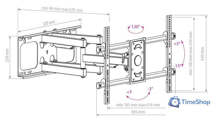 Кронштейн для телевизора Arm Media Paramount-70 - Изображение №4 — Интернет-магазин Time-Shop