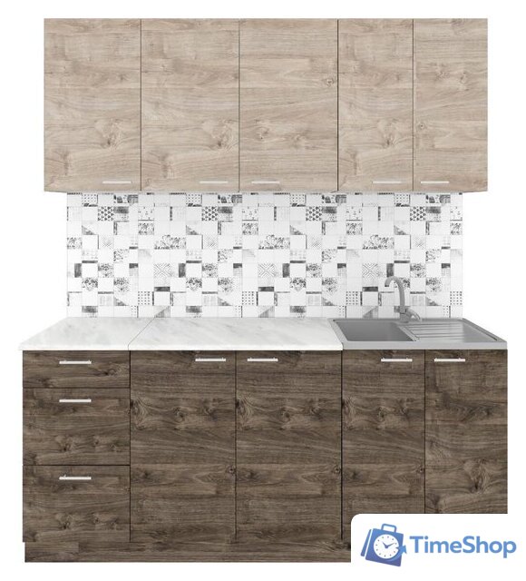 Готовая кухня Агута Альфа 1.8 (дуб эспрессо/дуб винтажный/этория) - Изображение №1 — Интернет-магазин Time-Shop