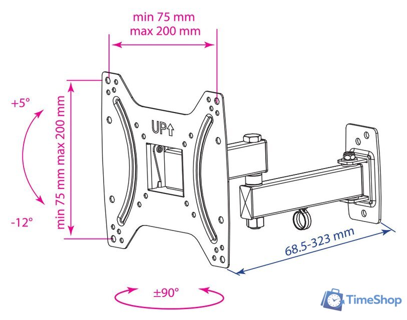 Кронштейн для телевизора Kromax OPTIMA-204 (черный) - Изображение №2 — Интернет-магазин Time-Shop