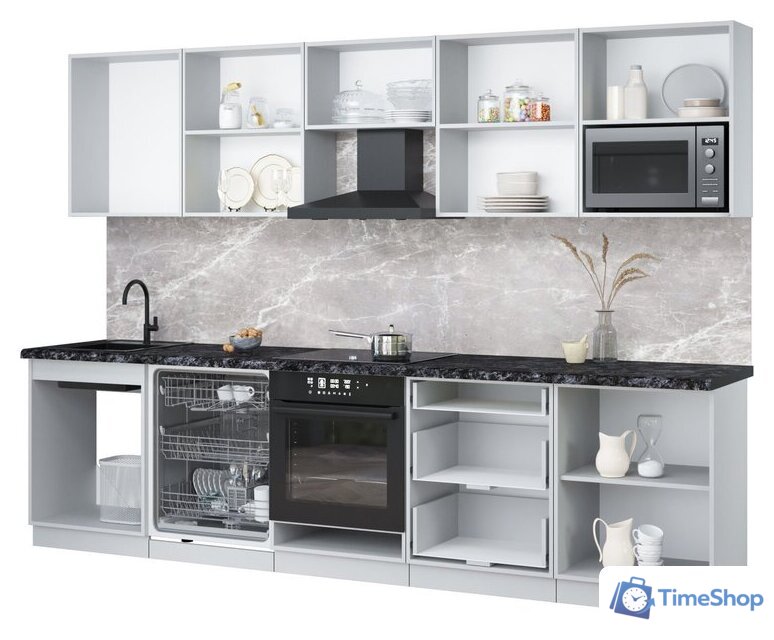 Готовая кухня Интерлиния Мила Лайт 3.0-ПМ2 (дуб серый/дуб серый/дуб бунратти) - Изображение №3 — Интернет-магазин Time-Shop