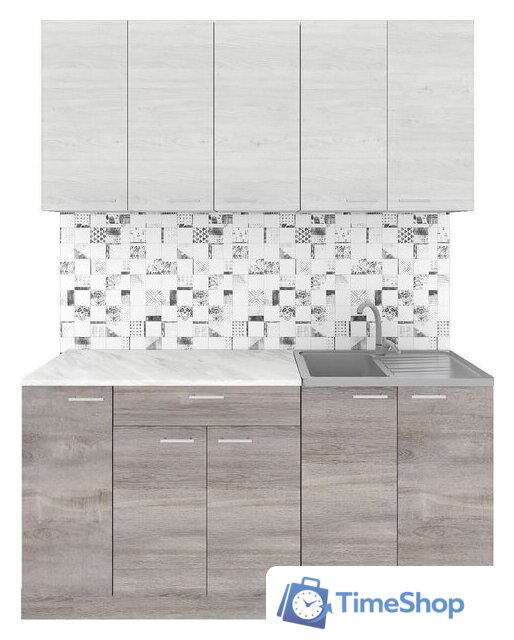 Готовая кухня Агута Альфа 1.5 (дуб пепельный/скандинавское дерево/опал светлый) - Изображение №1 — Интернет-магазин Time-Shop