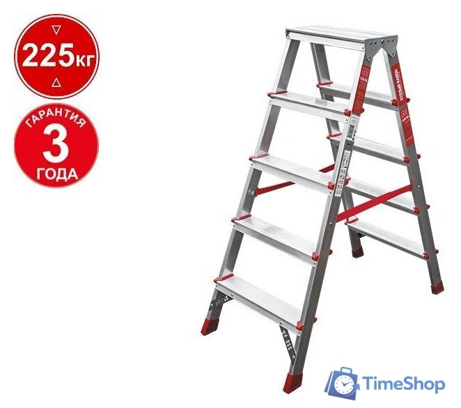 Лестница-стремянка Новая высота NV 312 двухсторонняя профессиональная 2x5 ступеней - Изображение №1 — Интернет-магазин Time-Shop