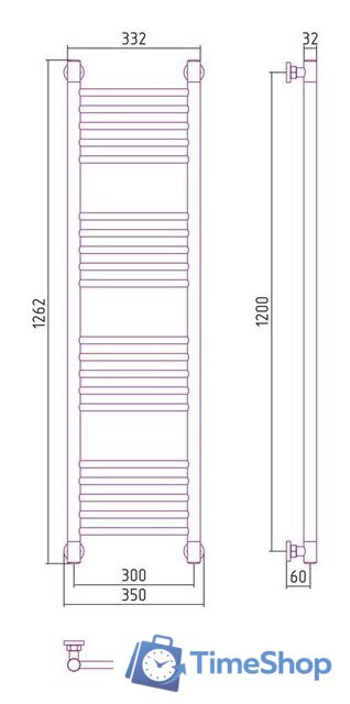 Полотенцесушитель Сунержа Богема+ прямая 1200х300 30-0220-1230 - Изображение №3 — Интернет-магазин Time-Shop