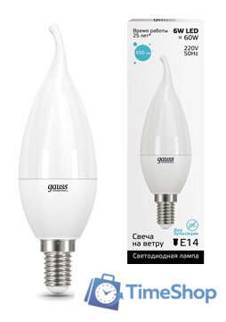 Светодиодная лампочка Gauss Elementary E14 6Вт 4100K [34126] - Изображение №1 — Интернет-магазин Time-Shop