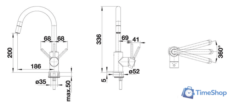 Смеситель Blanco Mida-S Silgranit (хром) [521454] - Изображение №2 — Интернет-магазин Time-Shop