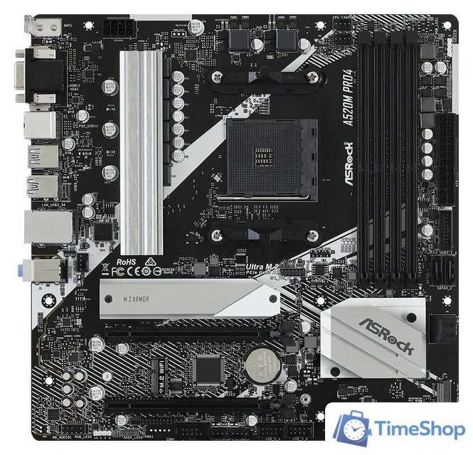 Материнская плата ASRock A520M Pro4 - Изображение №1 — Интернет-магазин Time-Shop