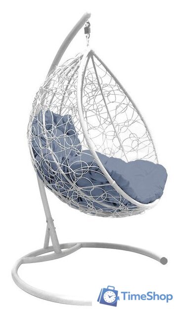 Подвесное кресло M-Group Капля 11020109 (белый ротанг/серая подушка) - Изображение №1 — Интернет-магазин Time-Shop