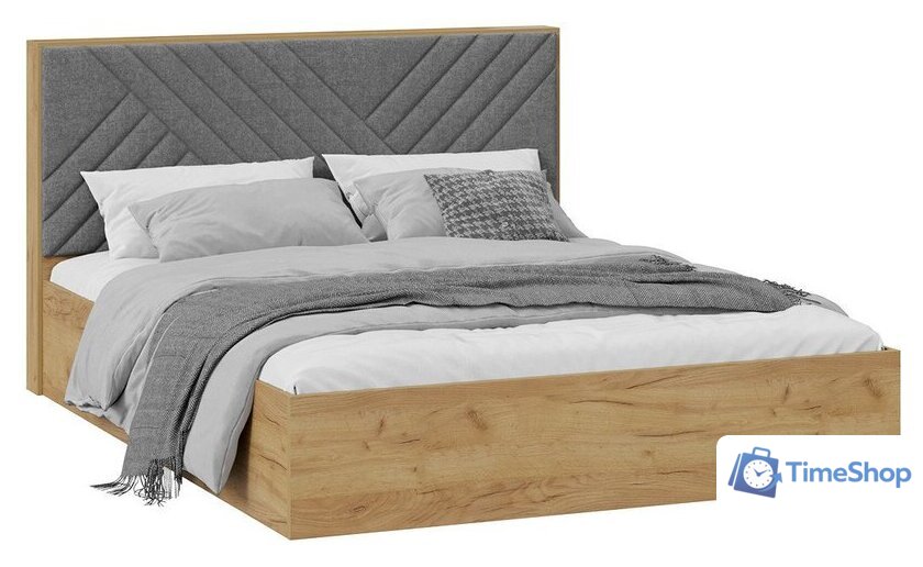 Кровать Трия Хилтон универсальная тип 1 с ПМ 160x200 (дуб крафт золотой/велюр серый) - Изображение №1 — Интернет-магазин Time-Shop