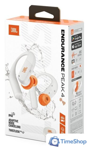 Наушники JBL Endurance Peak 4 (белый/оранжевый) - Изображение №8 — Интернет-магазин Time-Shop
