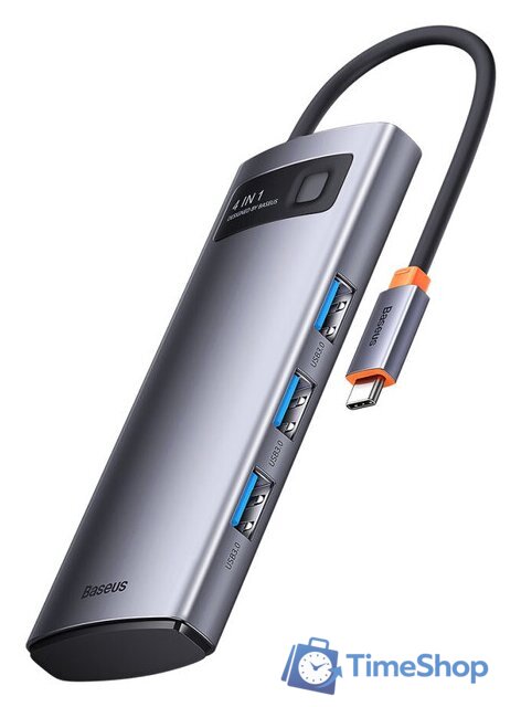 USB-хаб Baseus Metal Gleam Series 4-Port USB-A Hub WKWG070013 - Изображение №1 — Интернет-магазин Time-Shop