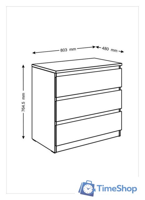 Комод Mio Tesoro Мальта 3 ящика 80x76 2.05.02.040.1 (белый) - Изображение №5 — Интернет-магазин Time-Shop