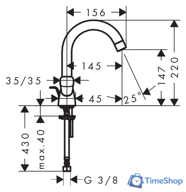 Смеситель Hansgrohe Logis 71222000 - Изображение №2 — Интернет-магазин Time-Shop