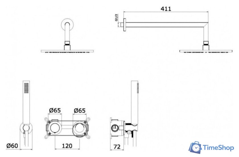 Душевая система  Ganzer GZ19164-Q - Изображение №16 — Интернет-магазин Time-Shop
