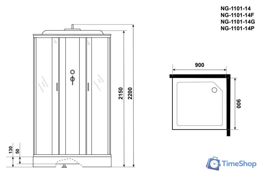 Душевая кабина Niagara NG-1101-14 90х90 - Изображение №3 — Интернет-магазин Time-Shop