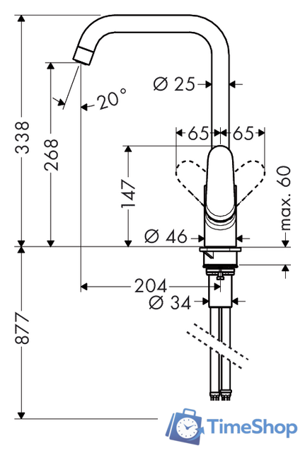 Смеситель Hansgrohe Focus M41 31820000 (хром) - Изображение №2 — Интернет-магазин Time-Shop
