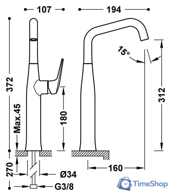 Смеситель Tres 28184701OPM - Изображение №2 — Интернет-магазин Time-Shop