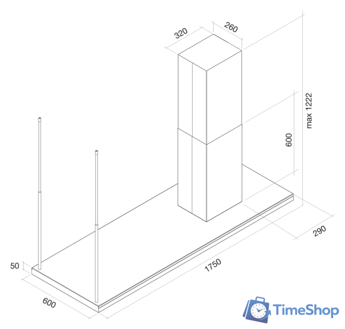 Кухонная вытяжка Falmec Lumen Design Island 175 800 м3/ч (нержавеющая сталь, правая) - Изображение №5 — Интернет-магазин Time-Shop