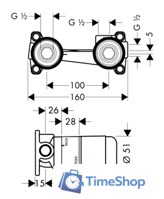 Скрытый механизм Hansgrohe Universal 13622180 - Изображение №2 — Интернет-магазин Time-Shop
