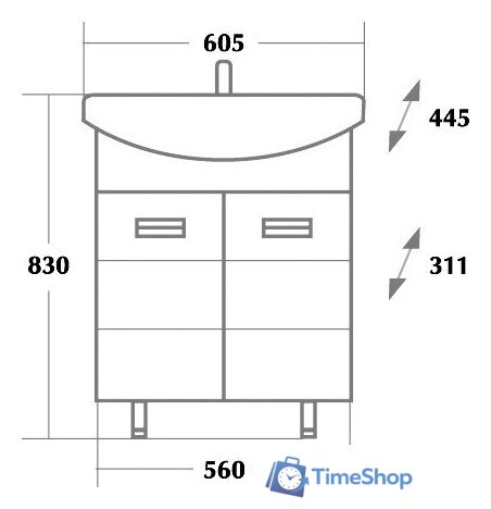  Onika Тумба под умывальник Балтика 60.10 (белый) [106040] - Изображение №3 — Интернет-магазин Time-Shop