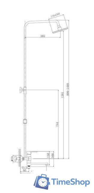 Душевая система  Haiba HB2424 (хром) - Изображение №2 — Интернет-магазин Time-Shop