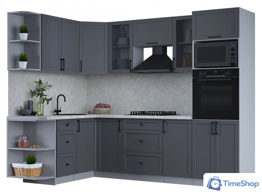 Готовая кухня Интерлиния Тренд 1.68x2.6 ВТ левая (пепел/пепел/опал светлый) - Изображение №1 — Интернет-магазин Time-Shop