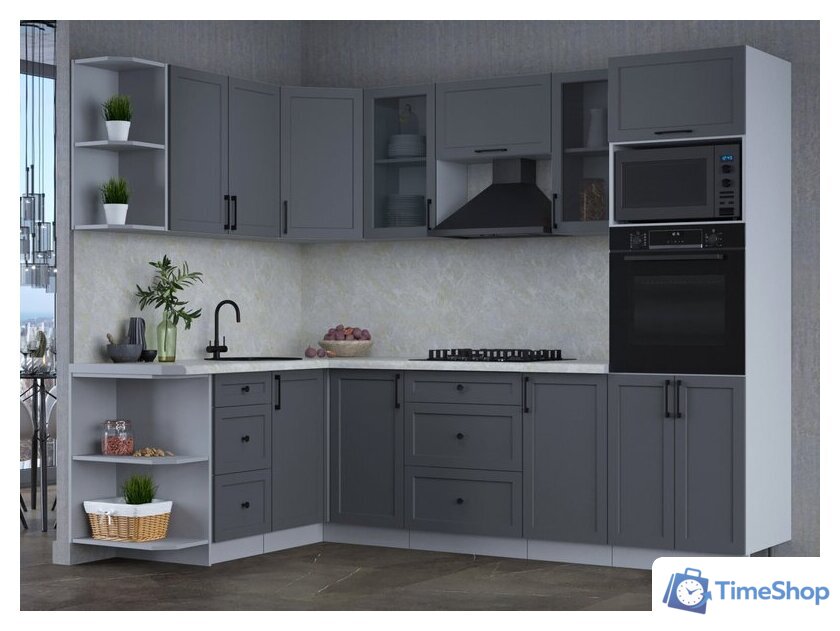 Готовая кухня Интерлиния Тренд 1.68x2.6 ВТ левая (пепел/пепел/опал светлый) - Изображение №4 — Интернет-магазин Time-Shop