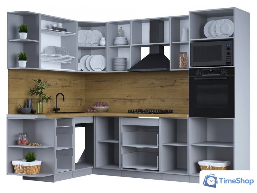 Готовая кухня Интерлиния Тренд 1.68x2.6 ВТ левая (пепел/пепел/опал светлый) - Изображение №2 — Интернет-магазин Time-Shop