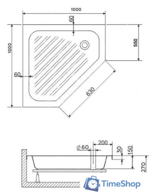 Душевой поддон RGW BT/CL-S 100x100 - Изображение №2 — Интернет-магазин Time-Shop