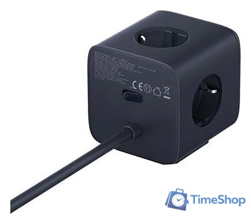 Удлинитель Baseus EnerFill FA11 Cube Power Strip 3AC+1U+2C 67W EU E00082100123-00 (1.5 м, черный) - Изображение №3 — Интернет-магазин Time-Shop