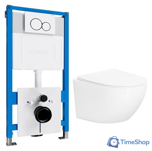 Унитаз подвесной Lauter Sulzdorf с микролифтом и кнопкой смыва 219702E (белый/белый) - Изображение №1 — Интернет-магазин Time-Shop